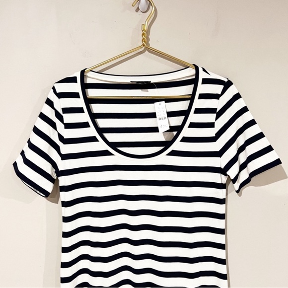 J. Crew Knit Midi Dress in Nautical Navy Stripe 100% cotton Medium - Picture 5 of 9